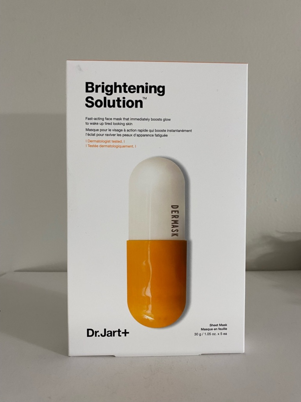 Dr. Jart+ Brightening Solution Sheet Mask, 30 g x 5 Sheets, New With Box